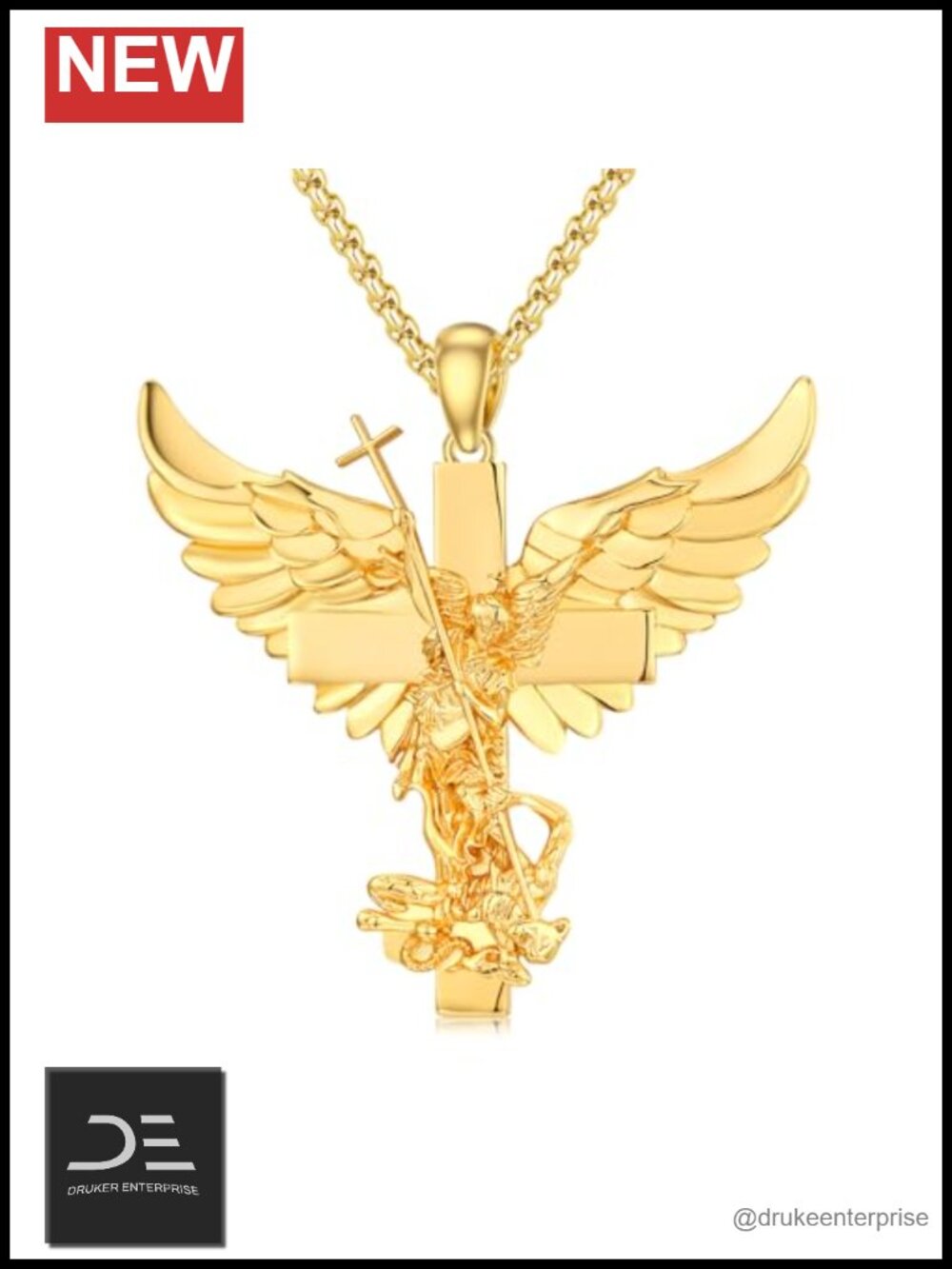 Sterling Silver Saint Michael Medal Pendant Necklace Religious Protection